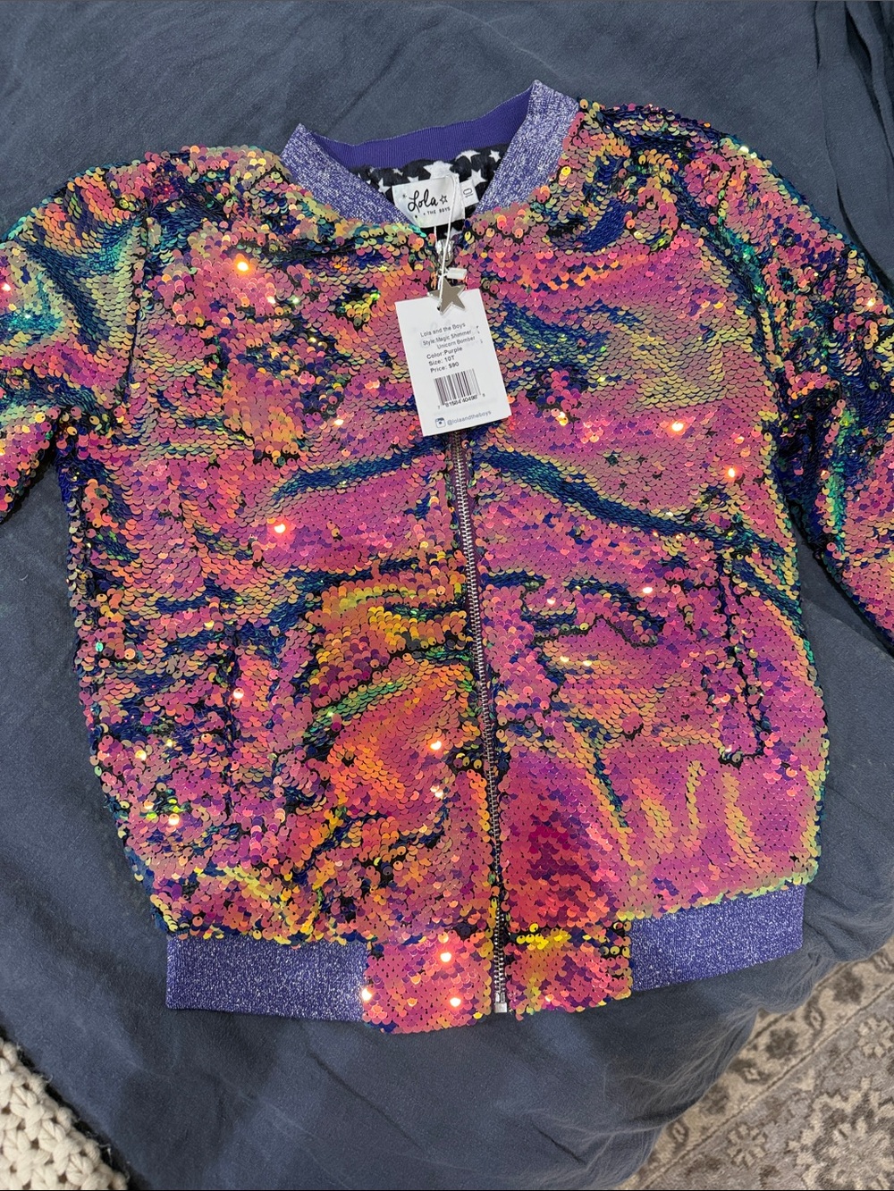 NWT Girls Sequin Reversible Bomber Jacket